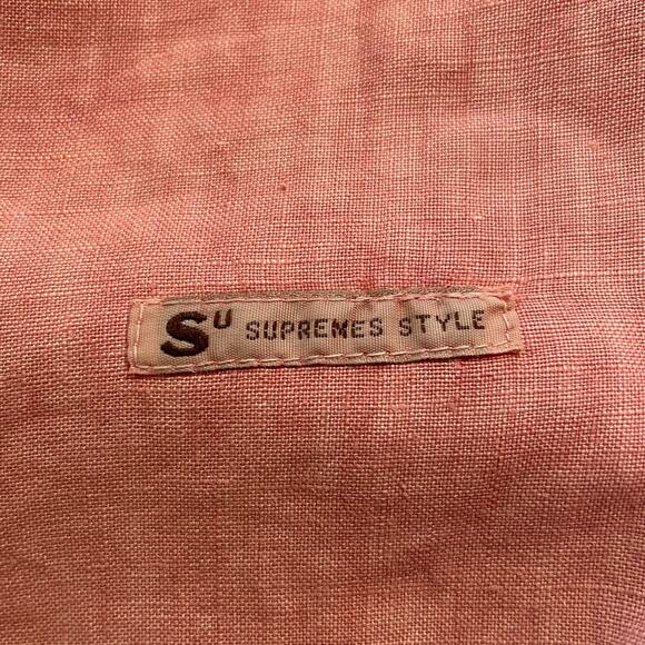 Linen Hemp Sleeveless Top Pink Embroidery Cottagecore Artsy Japanese M/L - Picture 11 of 14